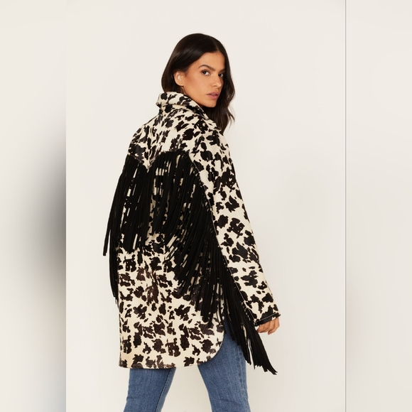 Idyllwind Hair-On Cow Hide Fringe Shacket Jacket - Picture 2 of 12